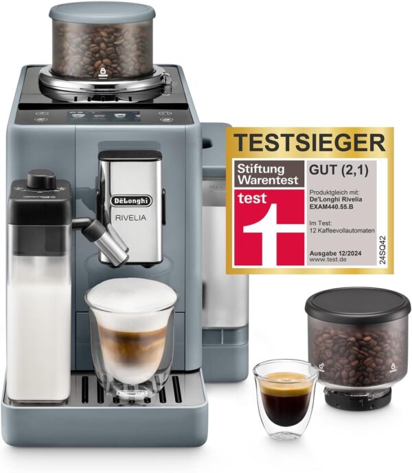 De'Longhi Rivelia EXAM440.55.G Kaffeevollautomat – LatteCrema System, 16 Getränke, Bean Switch, 3,5" Touchdisplay