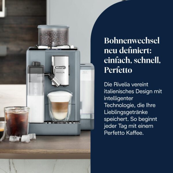 De'Longhi Rivelia EXAM440.55.G Kaffeevollautomat – LatteCrema System, 16 Getränke, Bean Switch, 3,5" Touchdisplay