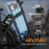 URLIFE E20 E-Bike – 20 Zoll Fat Tyres, 250W Motor, 48V 13Ah Akku, bis zu 100 km Reichweite, 7-Gang City E-Bike für Erwachsene