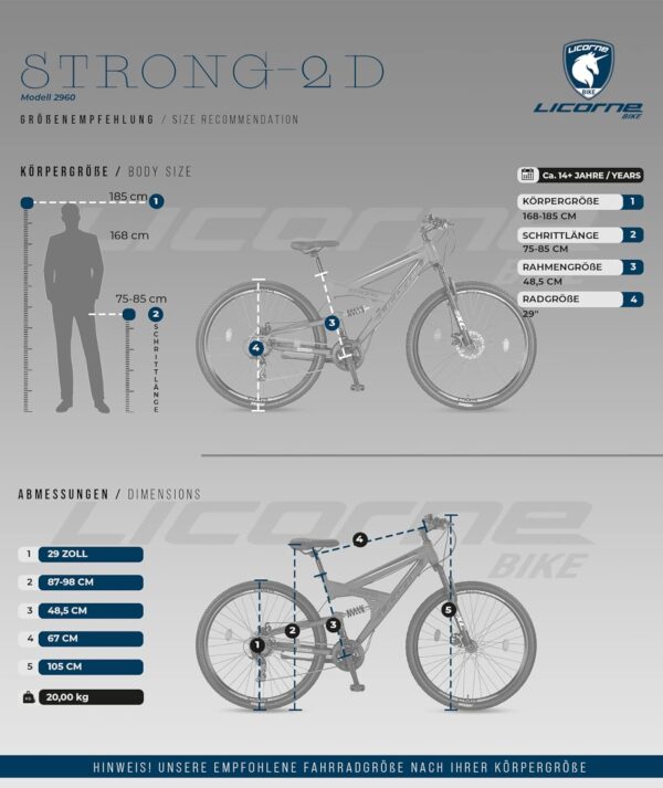 71IvKC8HnpL._AC_SL1500_ Licorne Bike Strong 2D – 26/27,5/29 Zoll Premium Mountainbike, Vollfederung, 21-Gang, Scheibenbremsen für Kinder, Jugendliche & Erwachsene