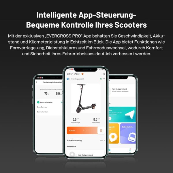 71JUCxZ9M-L._AC_SL1500_ EVERCROSS EV85F Elektroroller 400W – Straßenzulassung (ABE), 30 km Reichweite, Faltbar