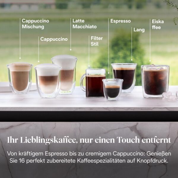 De'Longhi Rivelia EXAM440.55.G Kaffeevollautomat – LatteCrema System, 16 Getränke, Bean Switch, 3,5" Touchdisplay