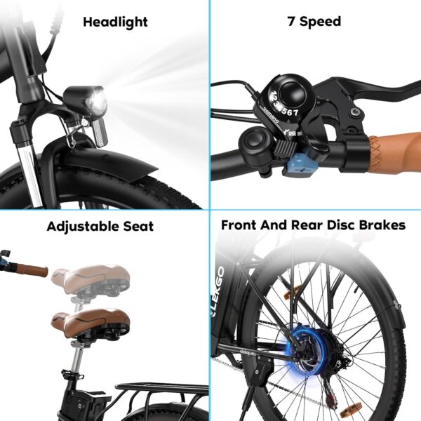 71nQRctvE1L._AC_SL1500_ ELEKGO EG31 28-Zoll E-Bike – 7-Gang, City E-Bike für Damen & Herren, LCD-Display, Frontfederung, 36V 12Ah Akku