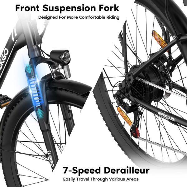 71uMxiAtDsL._AC_SL1500_ ELEKGO EG31 28-Zoll E-Bike – 7-Gang, City E-Bike für Damen & Herren, LCD-Display, Frontfederung, 36V 12Ah Akku