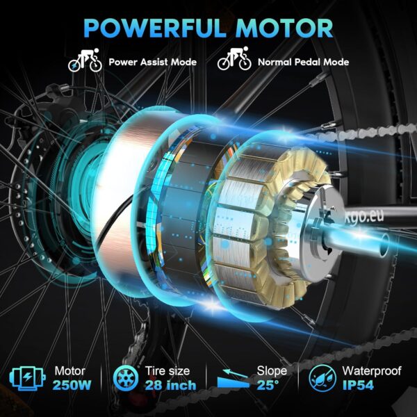 8180K45MWOL._AC_SL1500_ ELEKGO EG31 28-Zoll E-Bike – 7-Gang, City E-Bike für Damen & Herren, LCD-Display, Frontfederung, 36V 12Ah Akku
