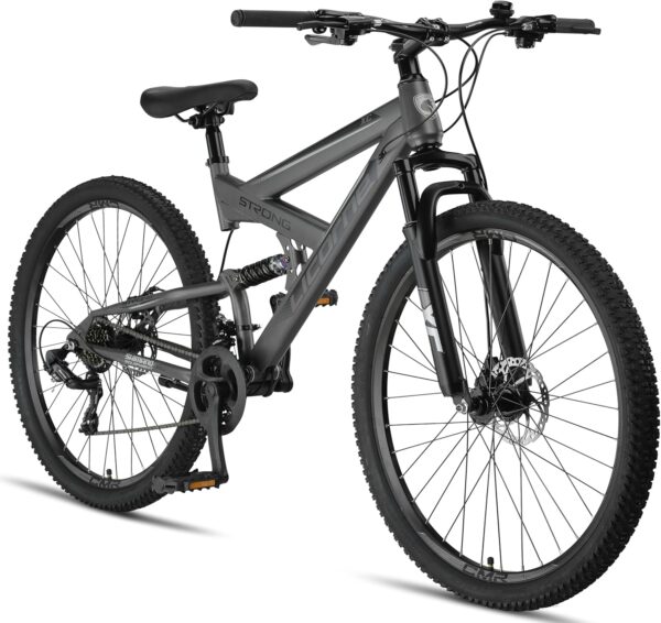 81Bwyt4n+rL._AC_SL1500_ Licorne Bike Strong 2D – 26/27,5/29 Zoll Premium Mountainbike, Vollfederung, 21-Gang, Scheibenbremsen für Kinder, Jugendliche & Erwachsene