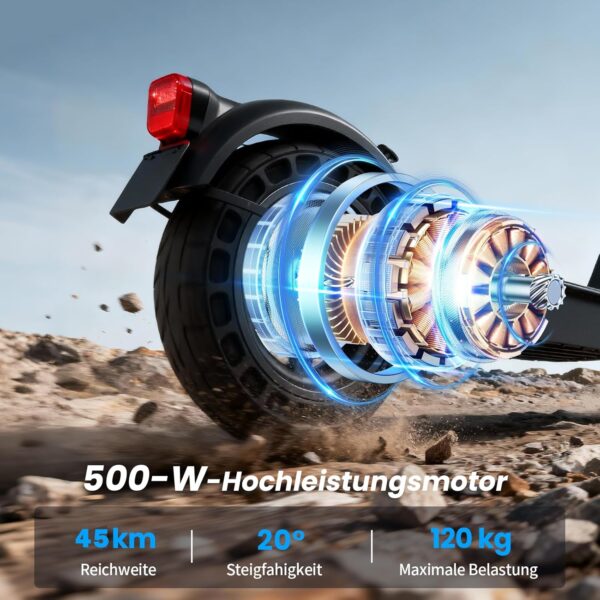 81GrI+7aFkL._AC_SL1500_ Finbike E-Scooter 500W – Straßenzulassung ABE, 45 km Reichweite, Doppelbremse & Stoßdämpfung, App-Verbindung, 3s Faltbar, LED-Licht