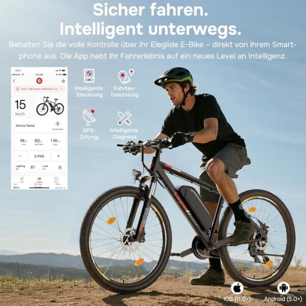 Eleglide M2 E-Mountain Bike – 27,5/29 Zoll, 36V 15Ah Akku, 250W Motor, 24-Gang, Hydraulikfederung, App-Funktion, Reichweite bis 125 km