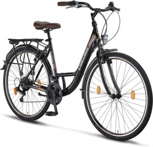 Chillaxx Strada City Bike – 24/26/28 Zoll, 21-Gang, Stadtrad für Kinder, Jugendliche & Erwachsene, Schwarz-Braun