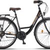 Chillaxx Strada City Bike – 24/26/28 Zoll, 21-Gang, Stadtrad für Kinder, Jugendliche & Erwachsene, Schwarz-Braun